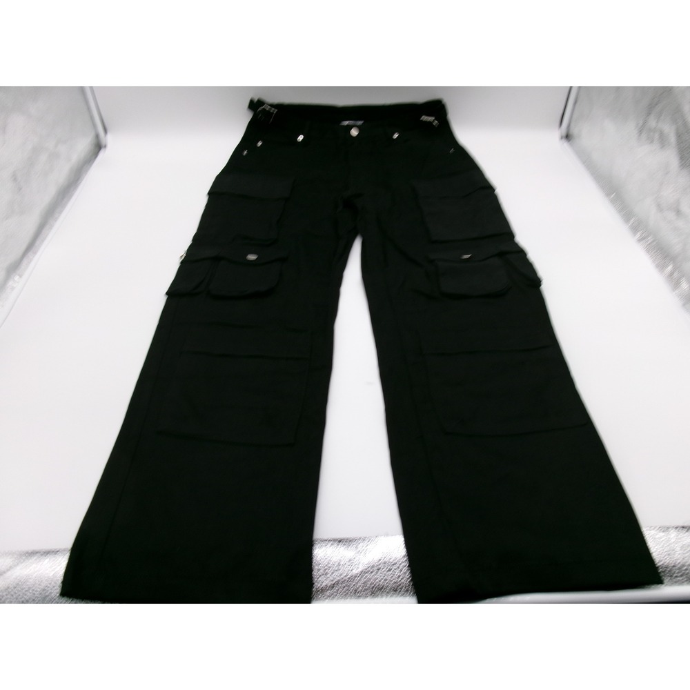 Liv & Lottie Black Cargo Pants Wide Leg Multi-Pocket Utility Trousers Size L NEW